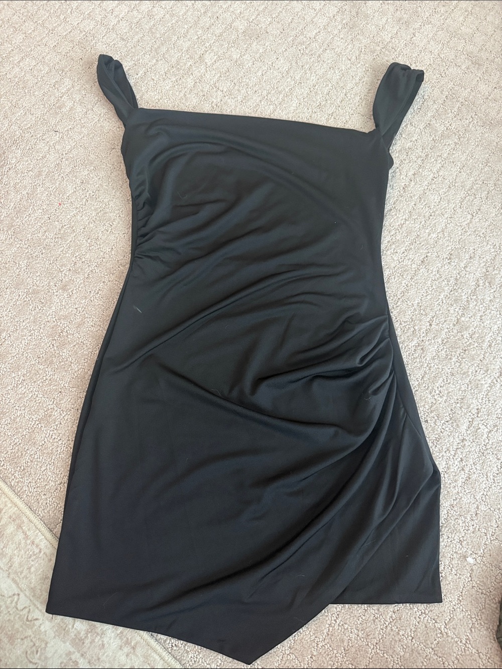 Sleek Black Square-Neck Mini Dress
